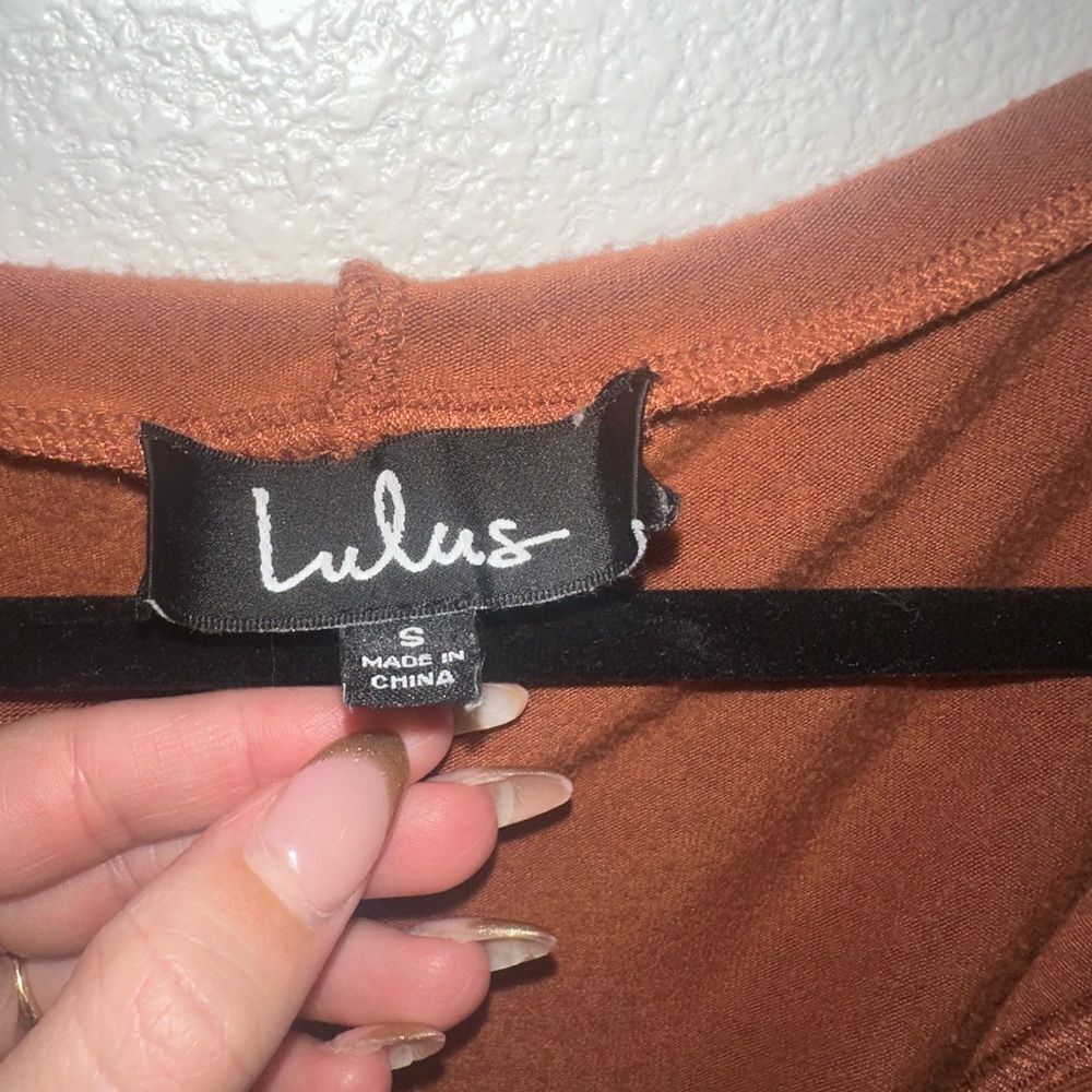 Lulus Top With Hood, Rust colored - Picture 3 of 8